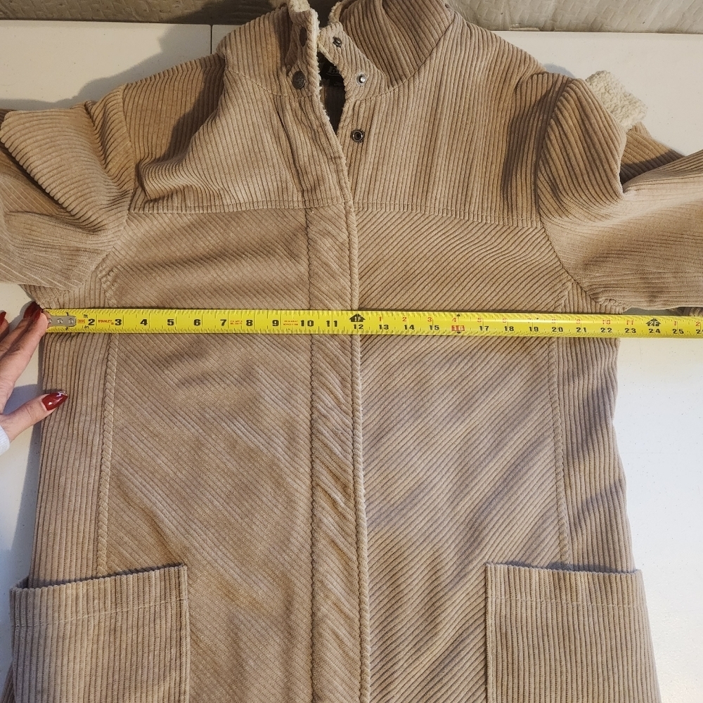 Vintage Brown Corduroy Sherpa Trim Winter Jacket Coat 90s Y2K Womens Size Medium - Picture 12 of 14